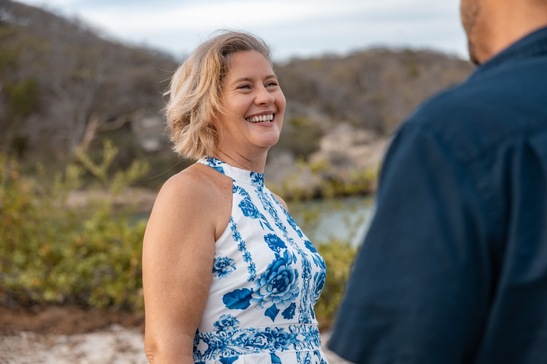 Suzette Louw laughing during a conversation